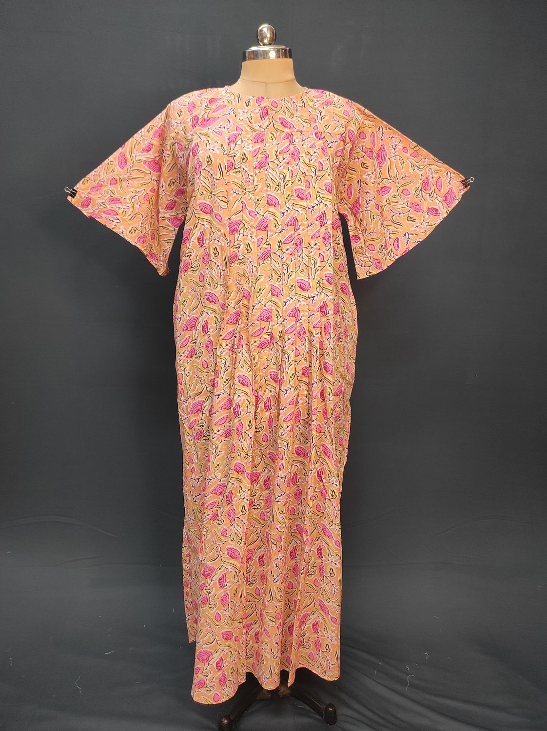 2XL/3XL Nahla Printed Cotton Dress 57" Short Sleeves Jalabiya JP