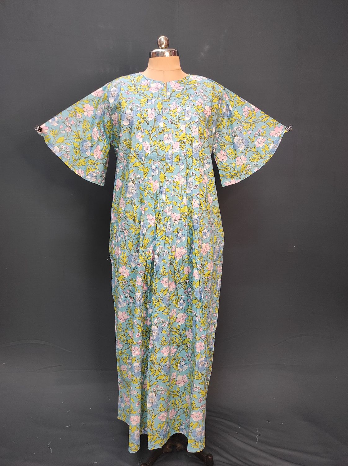 2XL/3XL Nahla Printed Cotton Dress 57" Short Sleeves Jalabiya JP
