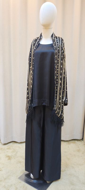 L-XL Sheelys fabric pure silk khaadi embroidered shirt with thread and dabka work with sheila  and trouser 3 PCs Set by