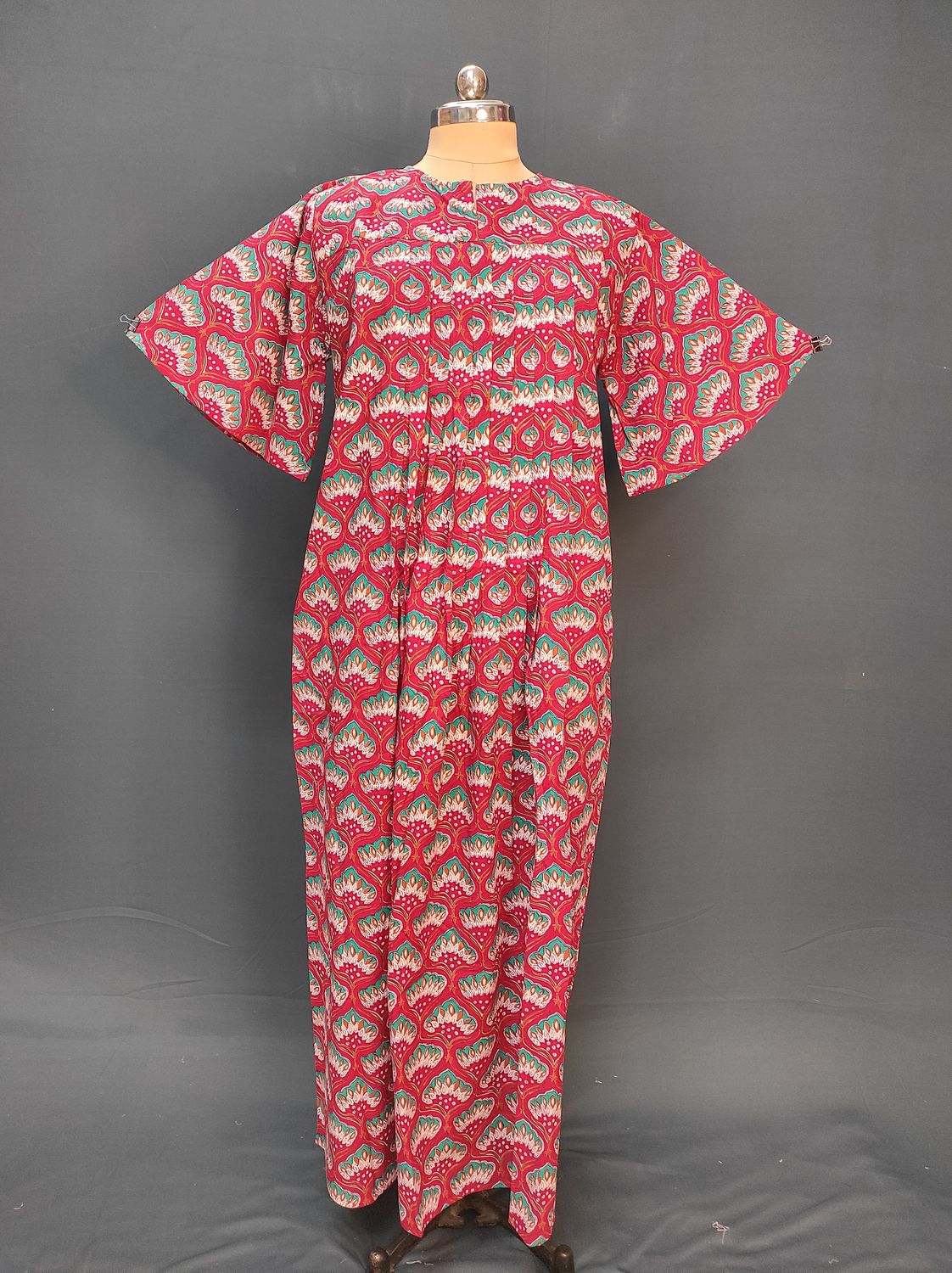 2XL/3XL Nahla Printed Cotton Dress 57" Short Sleeves Jalabiya JP