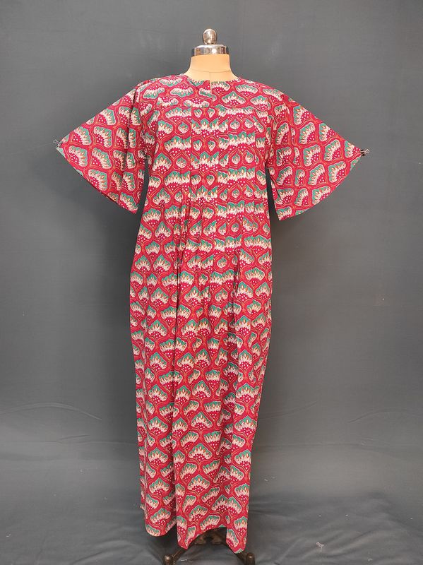 2XL/3XL Nahla Printed Cotton Dress 57" Short Sleeves Jalabiya JP