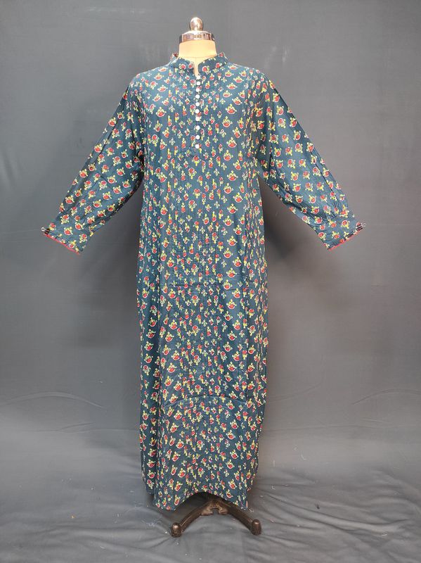 2XL-3XL Delbar Printed Cotton Dress 57'' Long Jalabiya JP