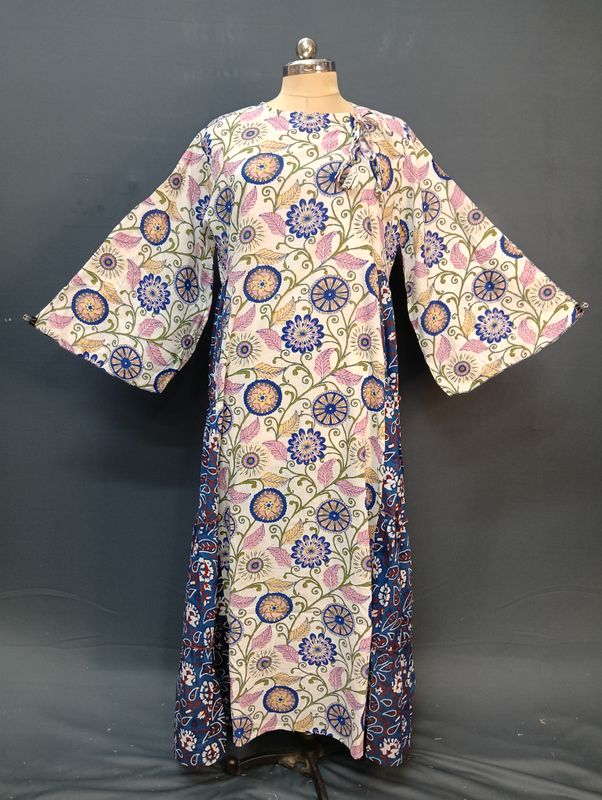 XS/S Cindrella Printed Cotton Dress 54" Long Jalabiya JP 