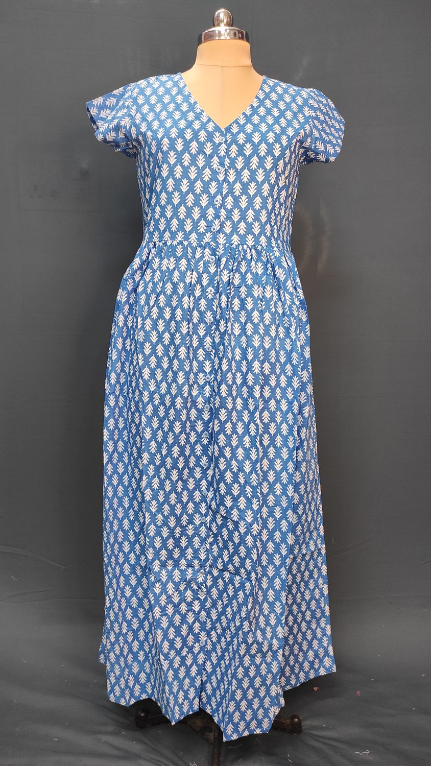 2XL/3XL Precious Printed Cotton Jalabiya Dress 57" Long JP