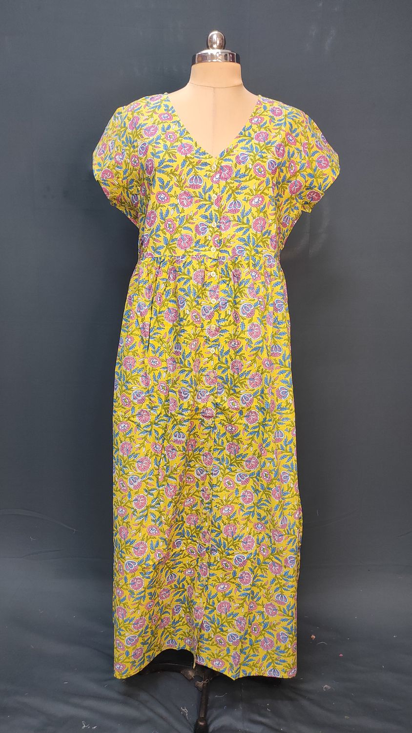 2XL/3XL Precious Printed Cotton Jalabiya Dress 57" Long JP