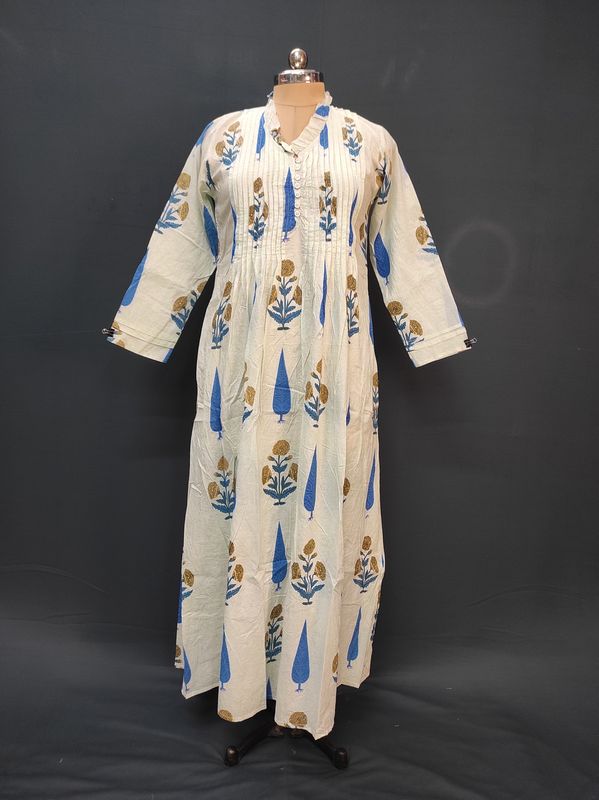 XS/S Sparrow Printed Cotton Dress 54" Long Jalabiya JP