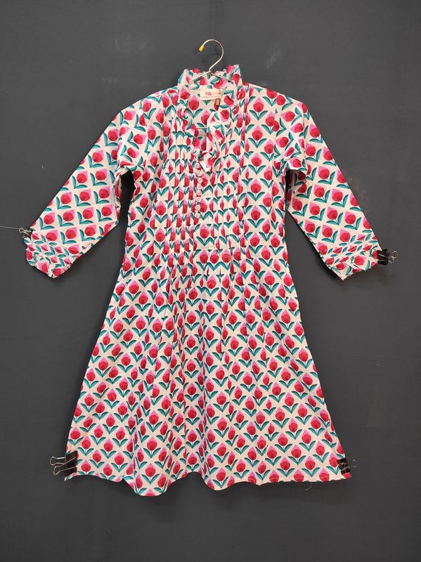 4-5 Year Sparrow Printed Cotton Girls Dress 34'' Long Jalabiya JP