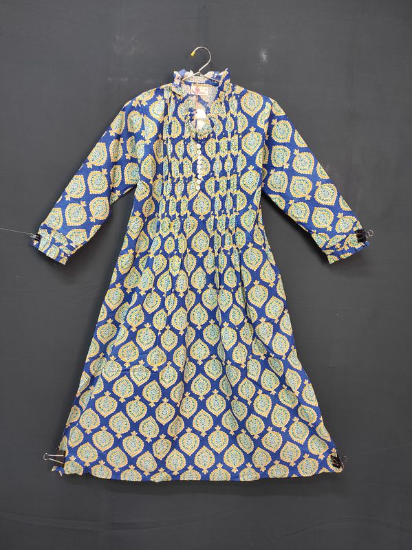 4-5 Year Sparrow Printed Cotton Girls Dress 34'' Long Jalabiya JP