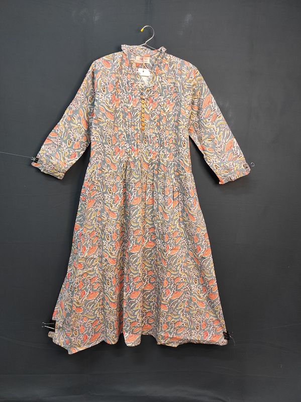 12-13 Year Sparrow Printed Cotton Girls Dress 50" Long Jalabiya JP