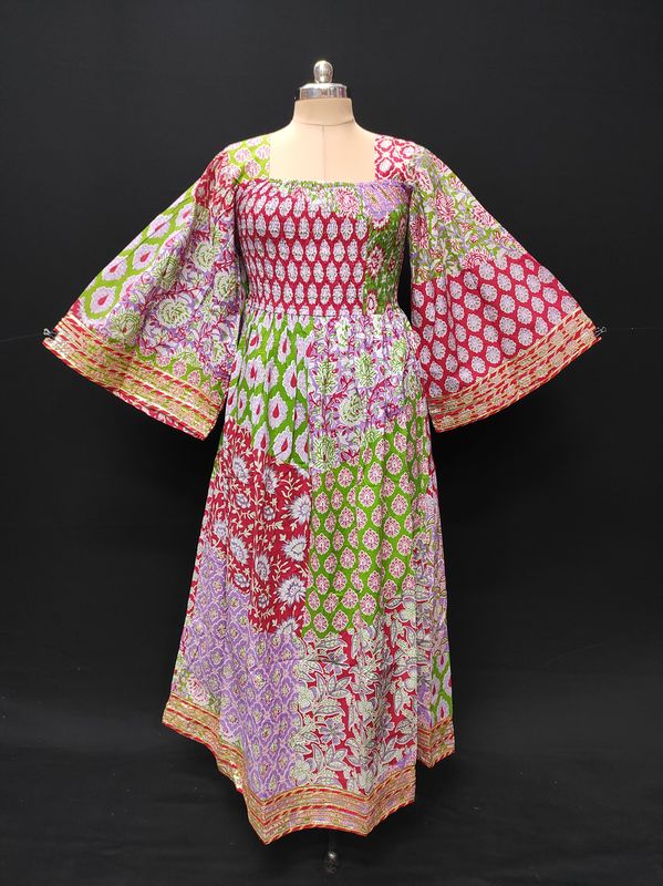 2XL/3XL Elzina Printed Cotton Dress 57" Long Jalabiya JP