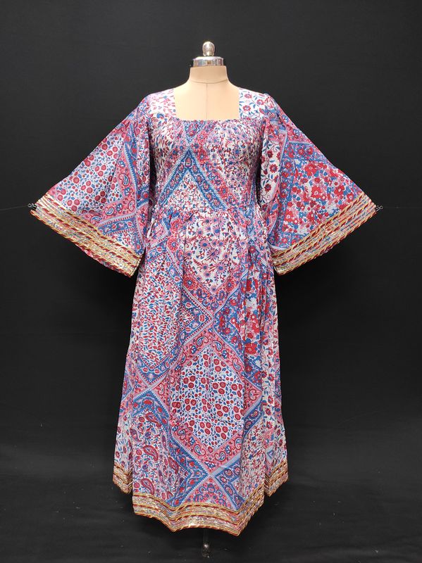 12-13 Year Elzina Printed Cotton  Dress 50" Long Jalabiya JP