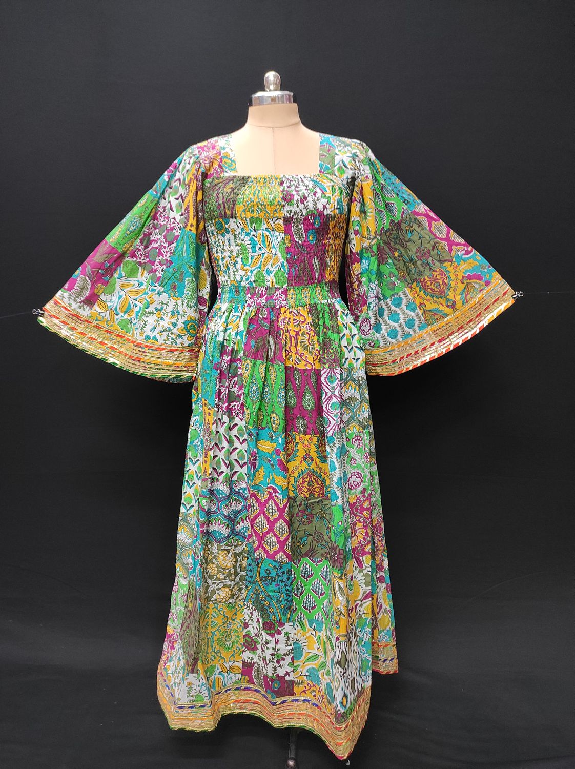 L/XL Elzina Printed Cotton Dress 57" Long Jalabiya JP