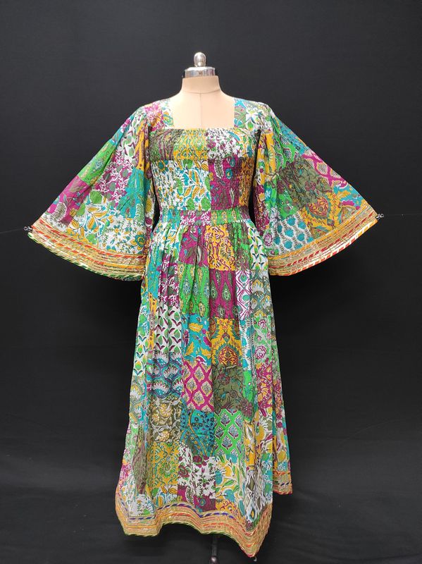 L/XL Elzina Printed Cotton Dress 57" Long Jalabiya JP