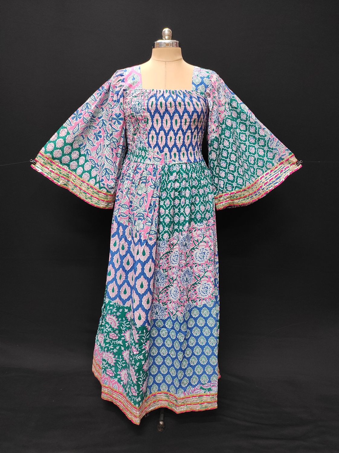 2XL/3XL Elzina Printed Cotton Dress 57" Long Jalabiya JP