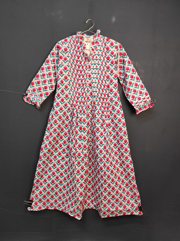 10-11 Year Sparrow Printed Cotton Girls Dress 46" Long Jalabiya JP