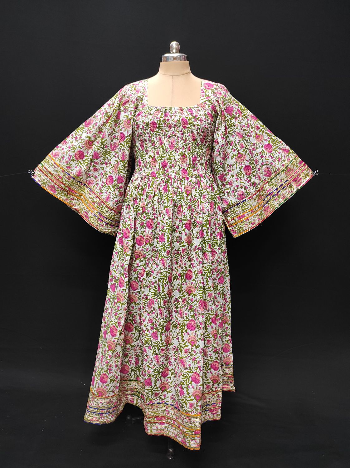 L/XL Elzina Printed Cotton Dress 57" Long Jalabiya JP
