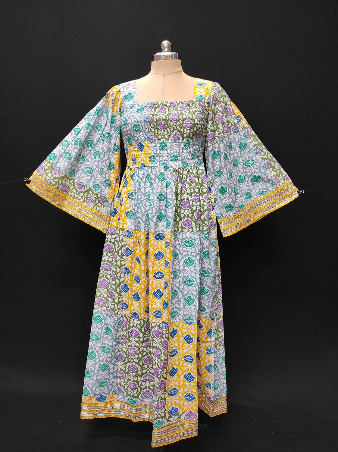 L/XL Elzina Printed Cotton Dress 57" Long Jalabiya JP