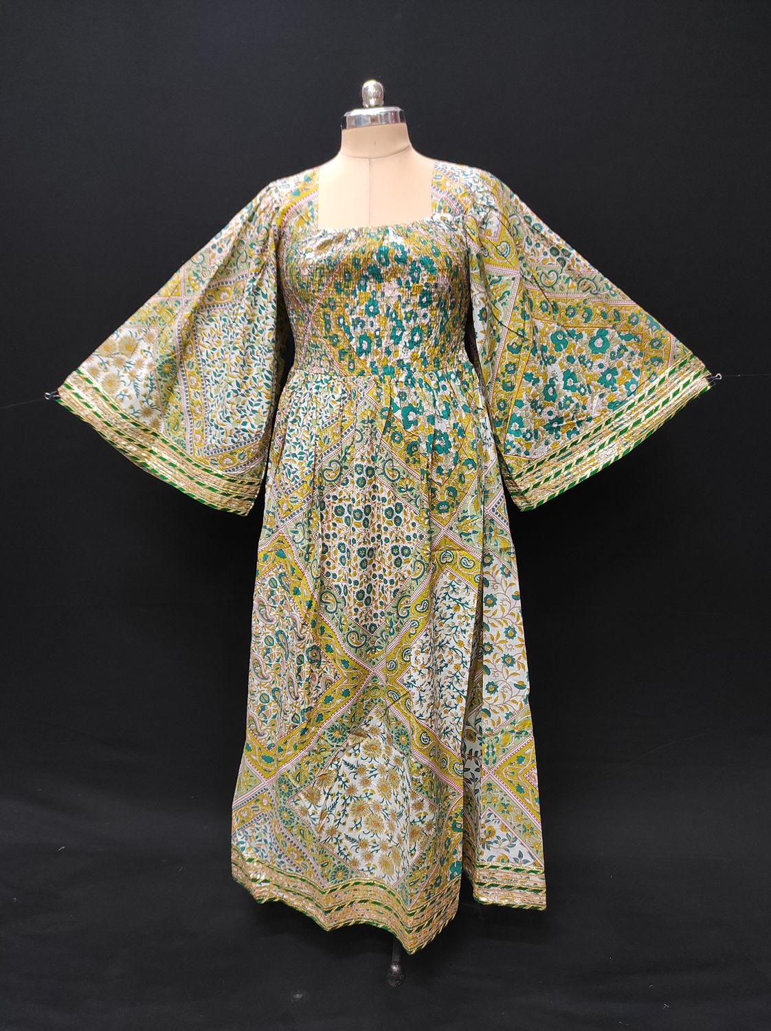 L/XL Elzina Printed Cotton Dress 57" Long Jalabiya JP
