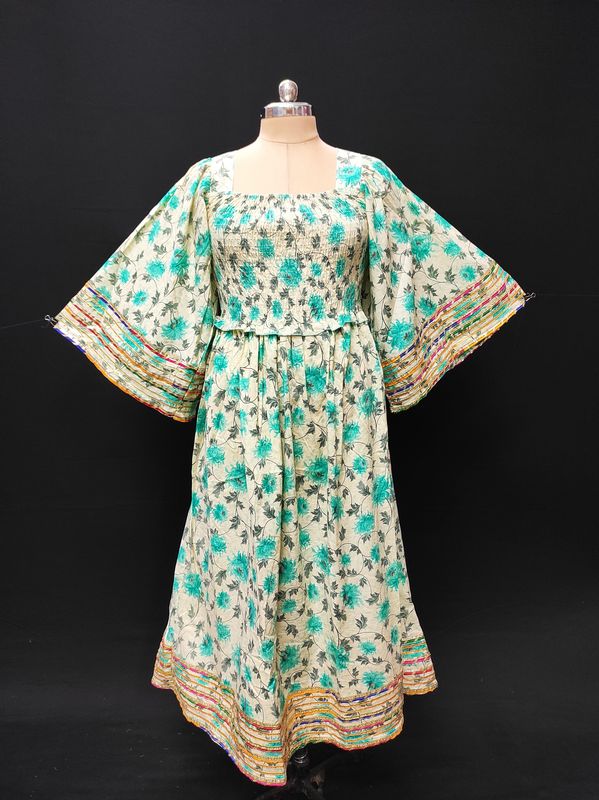 12-13 Year Elzina Printed Cotton  Dress 50" Long Jalabiya JP