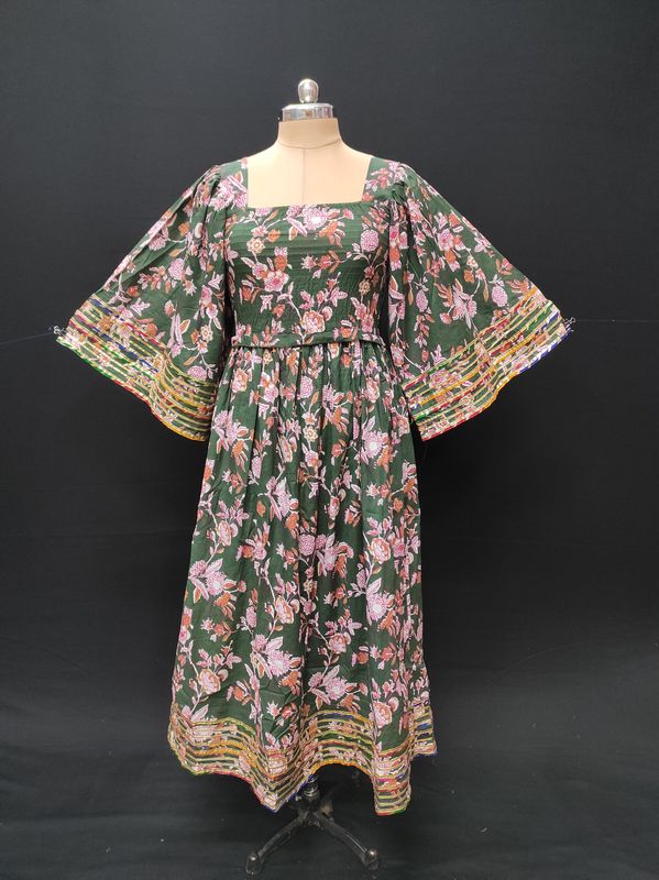 12-13 Year Elzina Printed Cotton  Dress 50" Long Jalabiya JP