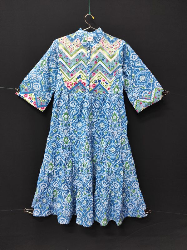 10-11 Year Safia Printed Cotton Girls Dress 46" Long Jalabiya JP