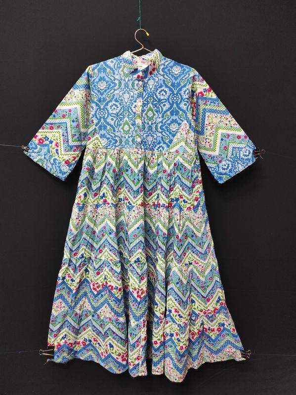 10-11 Year Safia Printed Cotton Girls Dress 46" Long Jalabiya JP