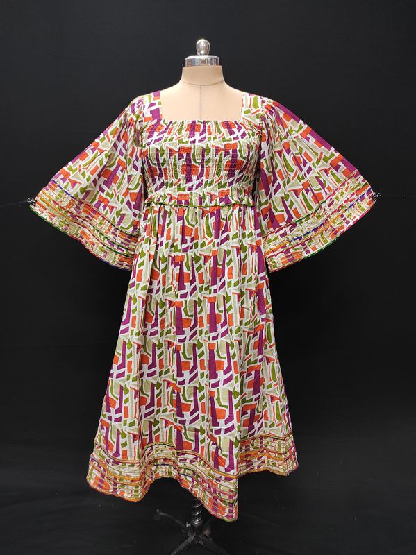 12-13 Year Elzina Printed Cotton  Dress 50" Long Jalabiya JP