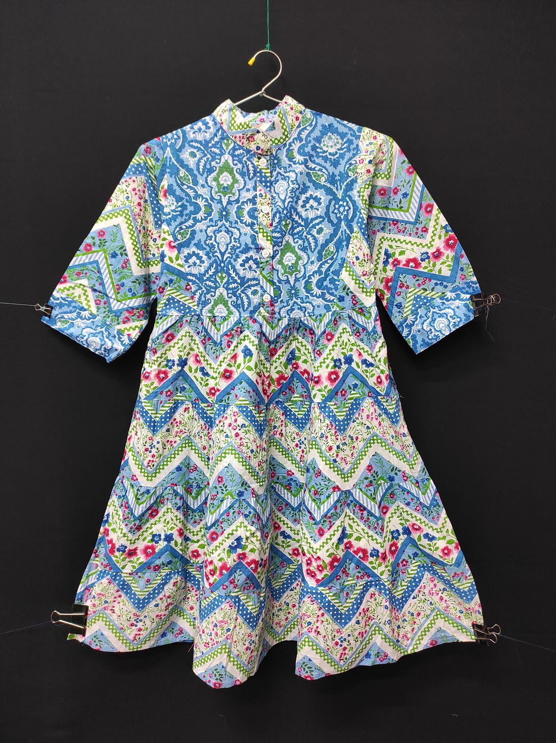 4-5 Year Safia Printed Cotton Girls Dress 34" Long Jalabiya JP