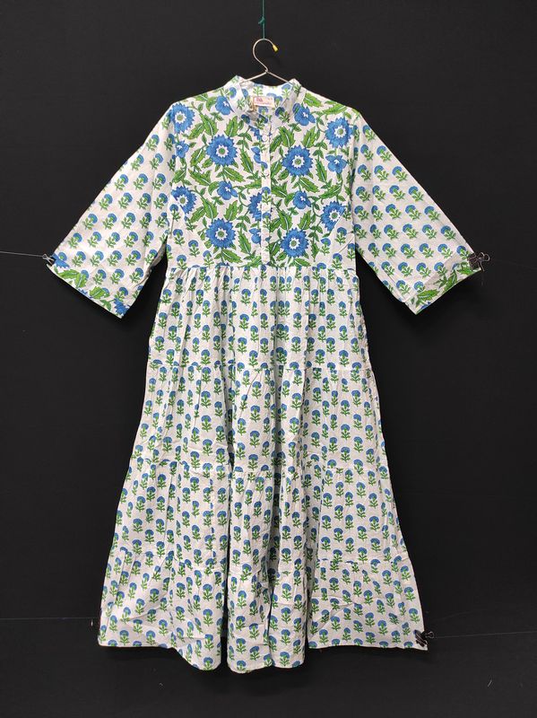 12-13 Year Safia Printed Cotton Girls Dress 50" Long Jalabiya JP