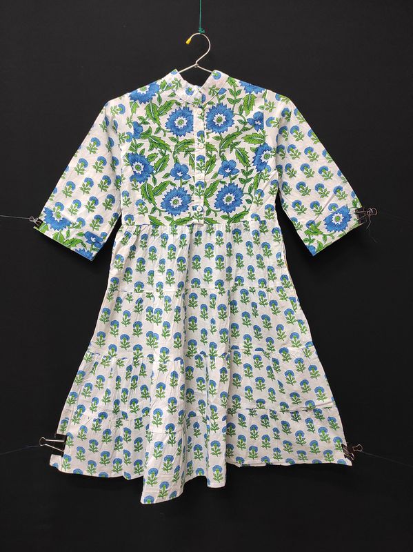 6-7 Year Safia Printed Cotton Girls Dress 38" Long Jalabiya JP