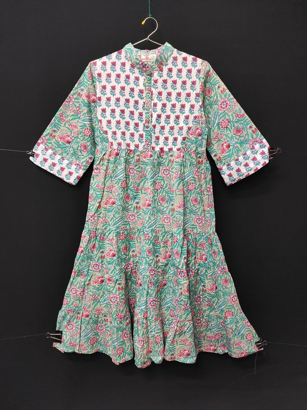 6-7 Year Safia Printed Cotton Girls Dress 38" Long Jalabiya JP