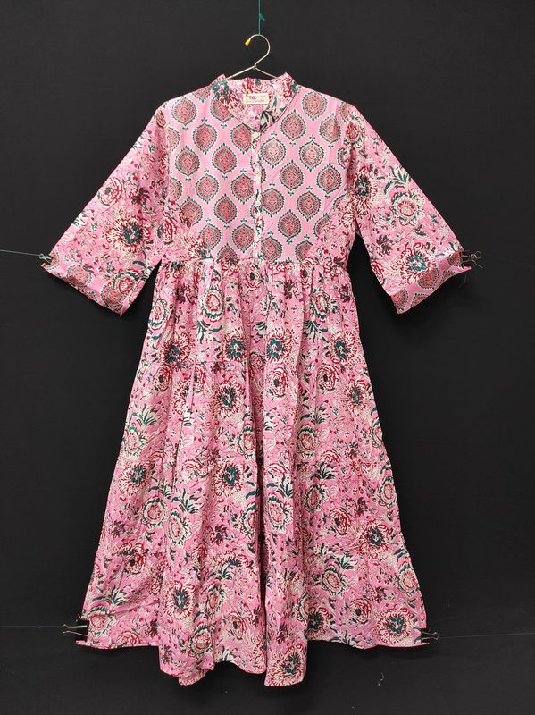 8-9 Year Safia Printed Cotton Girls Dress 42" Long Jalabiya JP