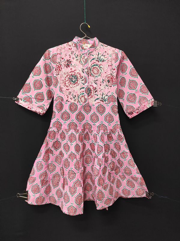 8-9 Year Safia Printed Cotton Girls Dress 42" Long Jalabiya JP