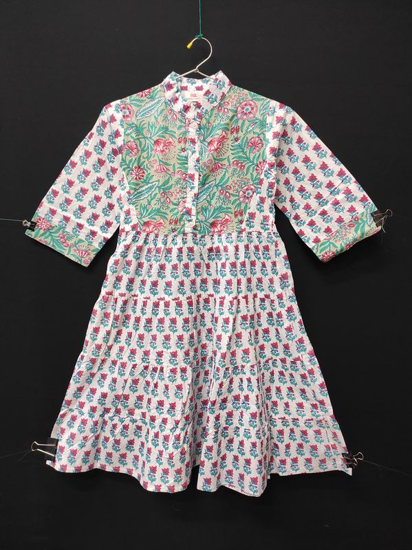 4-5 Year Safia Printed Cotton Girls Dress 34" Long Jalabiya JP
