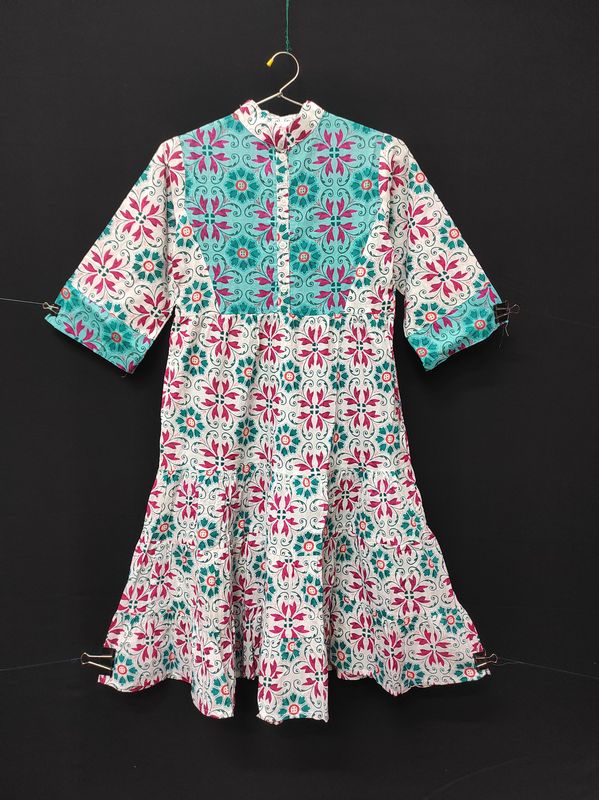 6-7 Year Safia Printed Cotton Girls Dress 38" Long Jalabiya JP