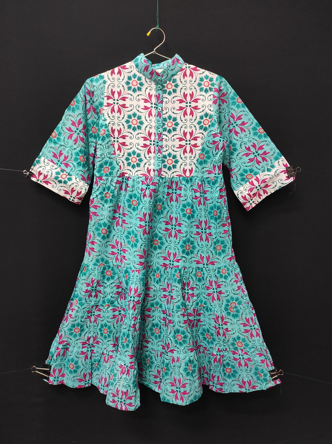 8-9 Year Safia Printed Cotton Girls Dress 42" Long Jalabiya JP