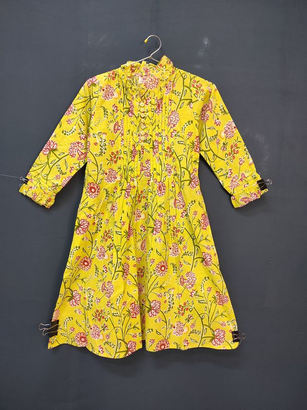 1-2 Year Sparrow Printed Cotton Girls Dress 25'' Long Jalabiya JP