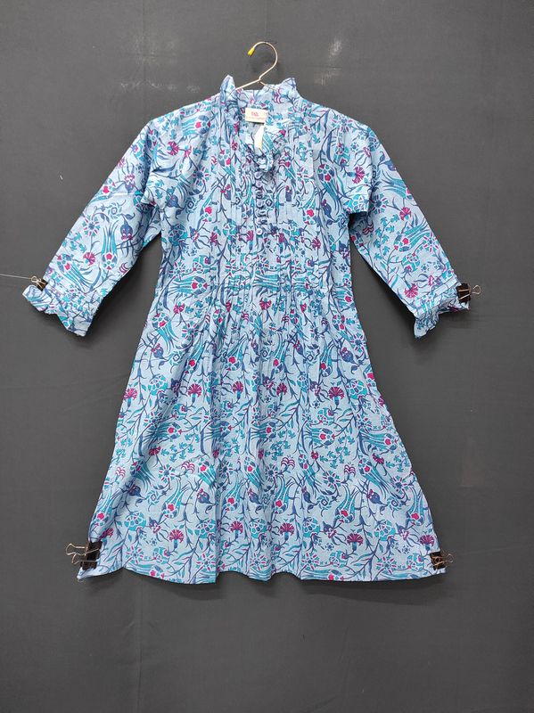 1-2 Year Sparrow Printed Cotton Girls Dress 25'' Long Jalabiya JP