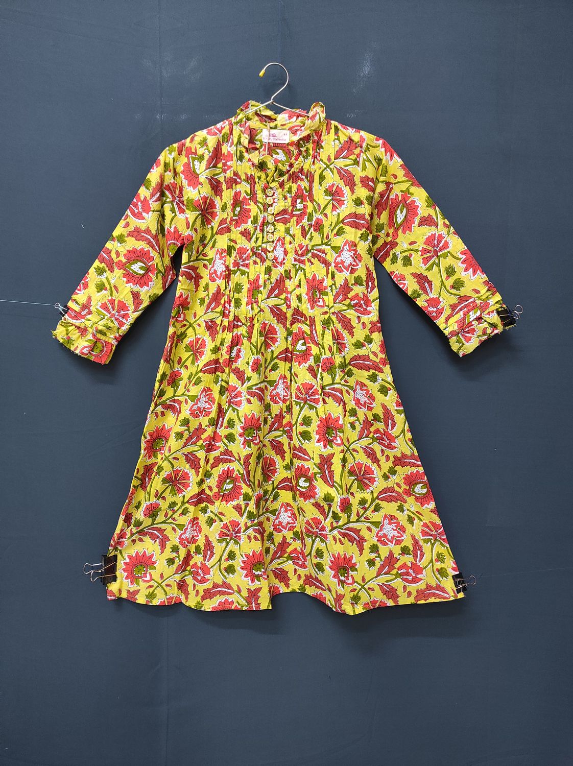 1-2 Year Sparrow Printed Cotton Girls Dress 25'' Long Jalabiya JP