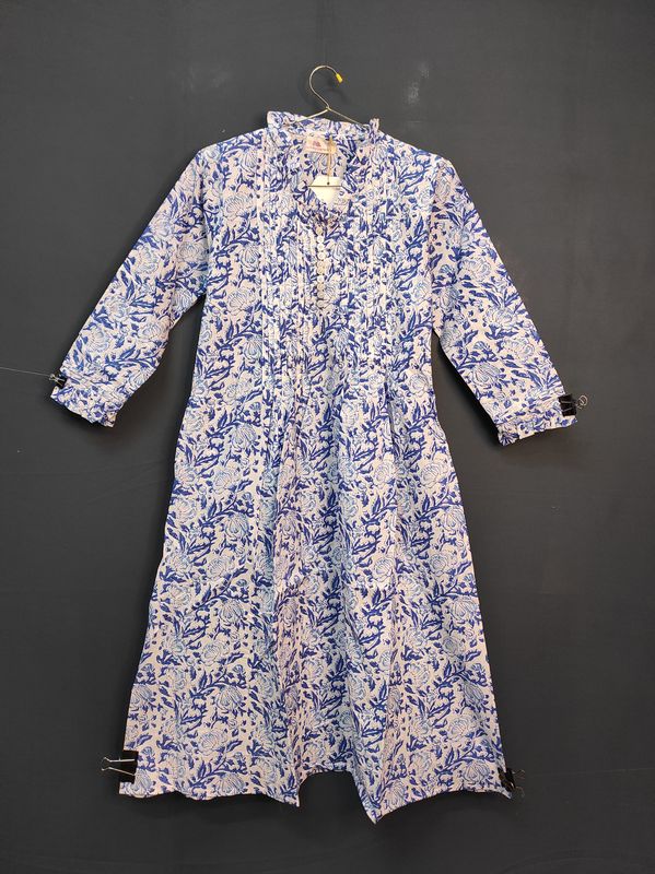 6-7 Year Sparrow Printed Cotton Girls Dress 38" Long Jalabiya JP