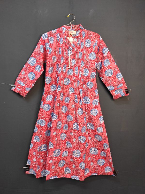6-7 Year Sparrow Printed Cotton Girls Dress 38" Long Jalabiya JP