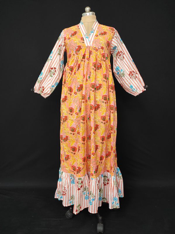 XS/S Bahira Printed Cotton Dress 54" Long Jalabiya JP