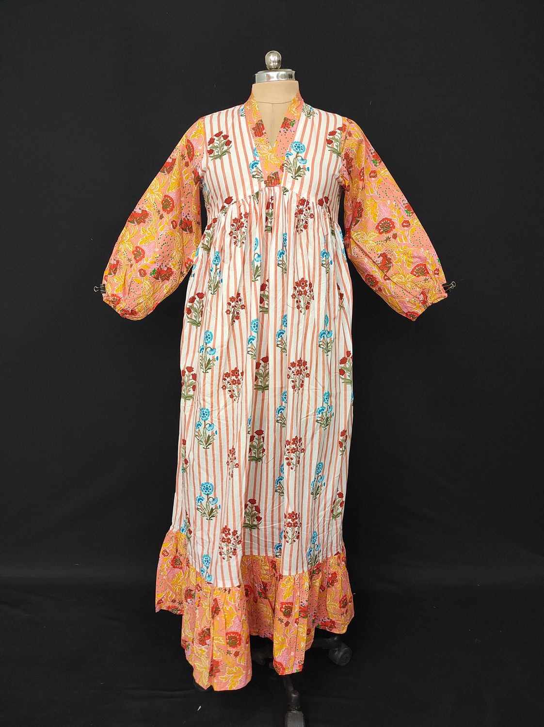 2XL/3XL Bahira Printed Cotton Dress 57" Long Jalabiya JP