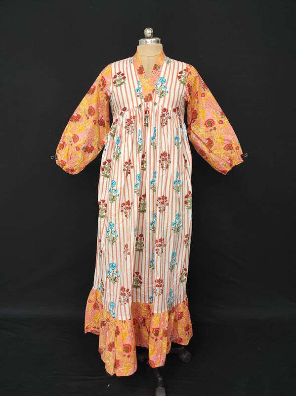 12-13 Year Bahira Printed Cotton Girls Dress 50" Long Jalabiya JP