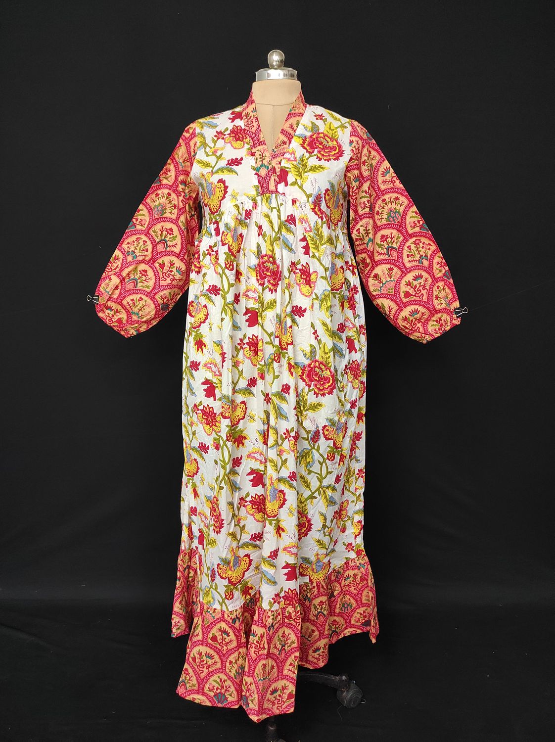 XS/S Bahira Printed Cotton Dress 54" Long Jalabiya JP