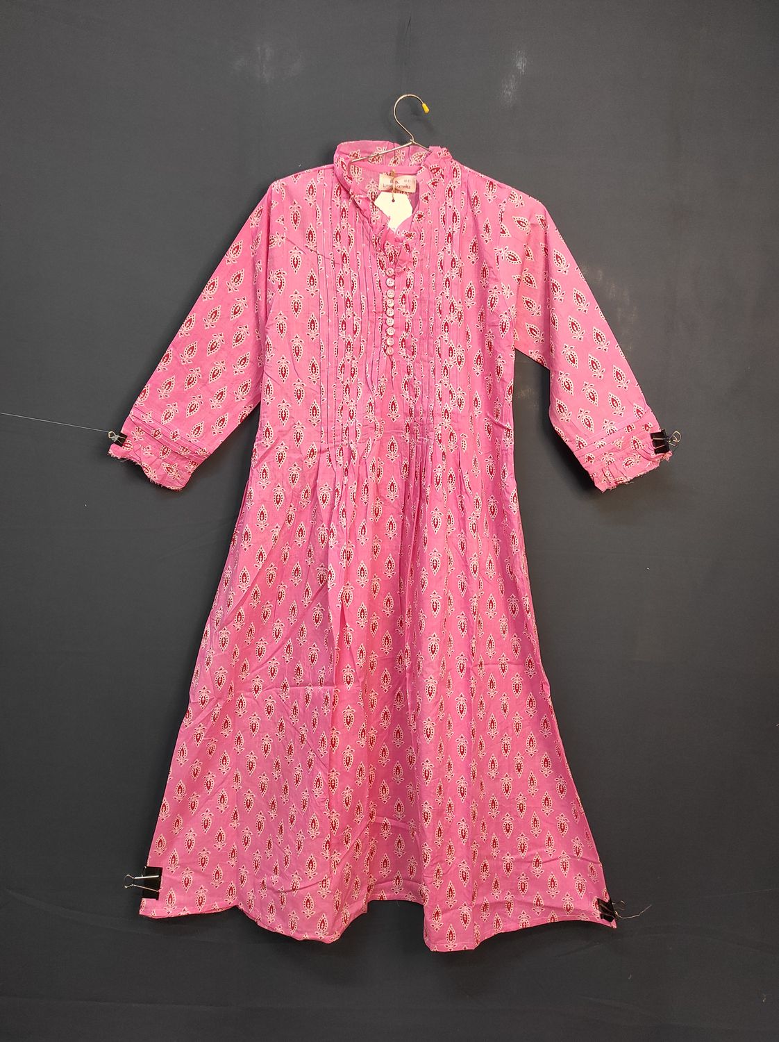 6-7 Year Sparrow Printed Cotton Girls Dress 38" Long Jalabiya JP
