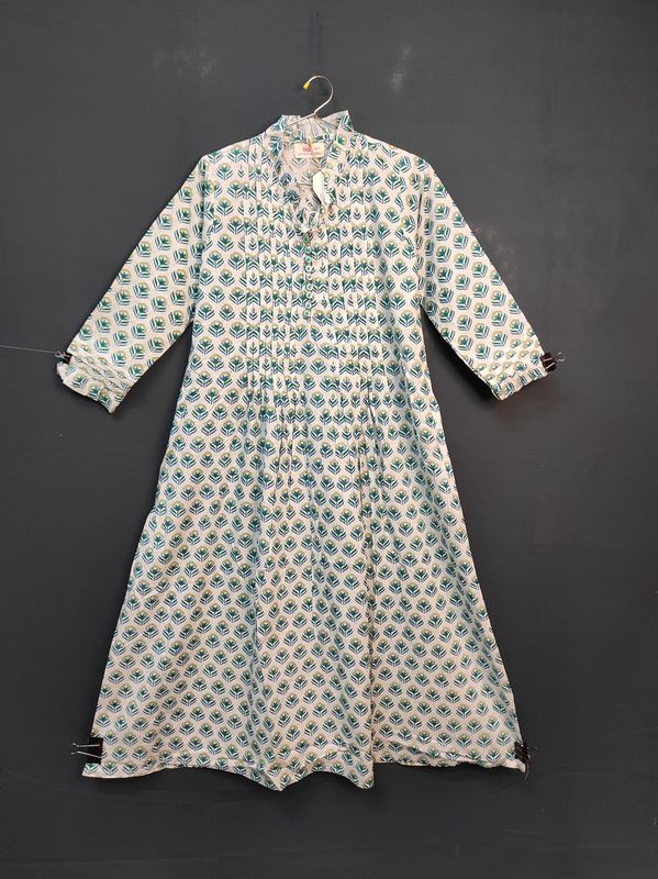 8-9 Year Sparrow Printed Cotton Girls Dress 42" Long Jalabiya JP