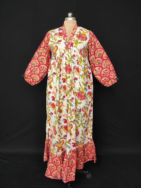 S/M Bahira Printed Cotton Dress 57" Long Jalabiya JP