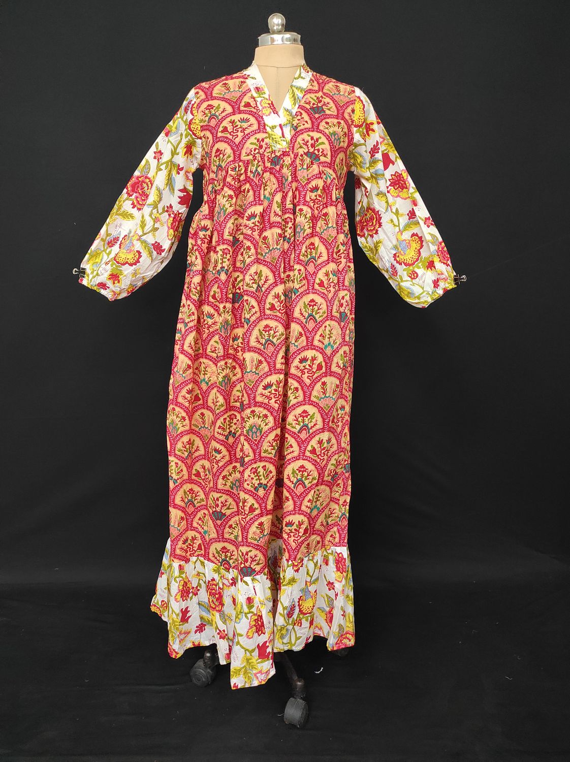 S/M Bahira Printed Cotton Dress 57" Long Jalabiya JP