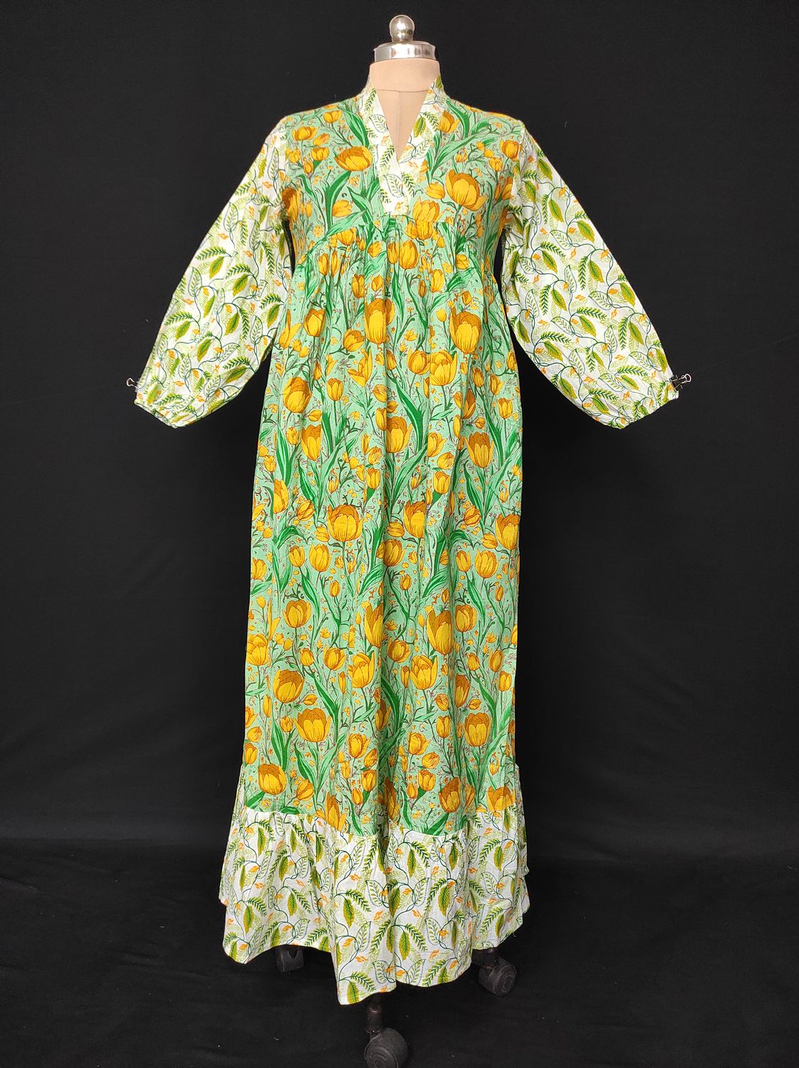 S/M Bahira Printed Cotton Dress 57" Long Jalabiya JP